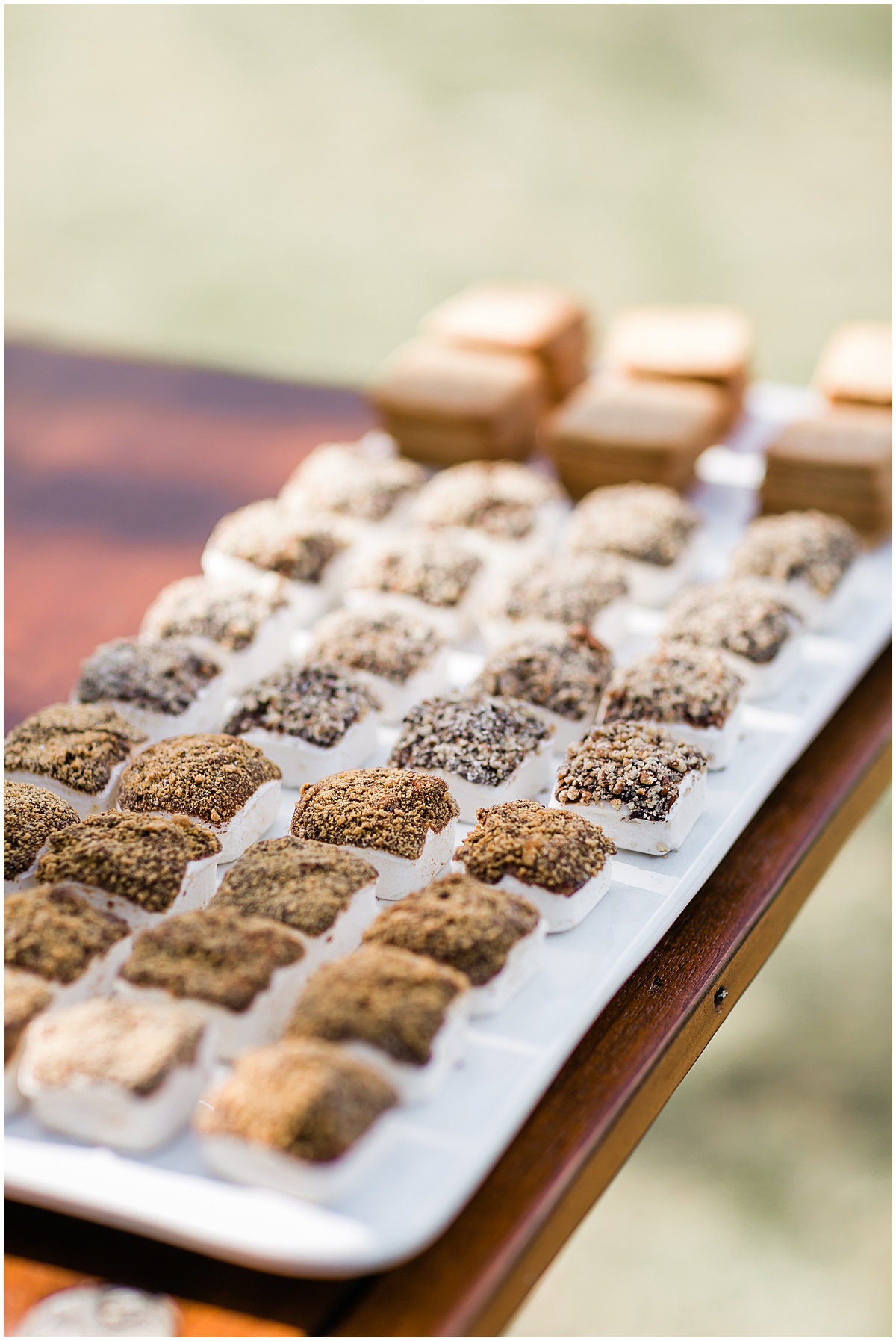Assorted gourmet s’mores displayed at an outdoor Palm Beach wedding