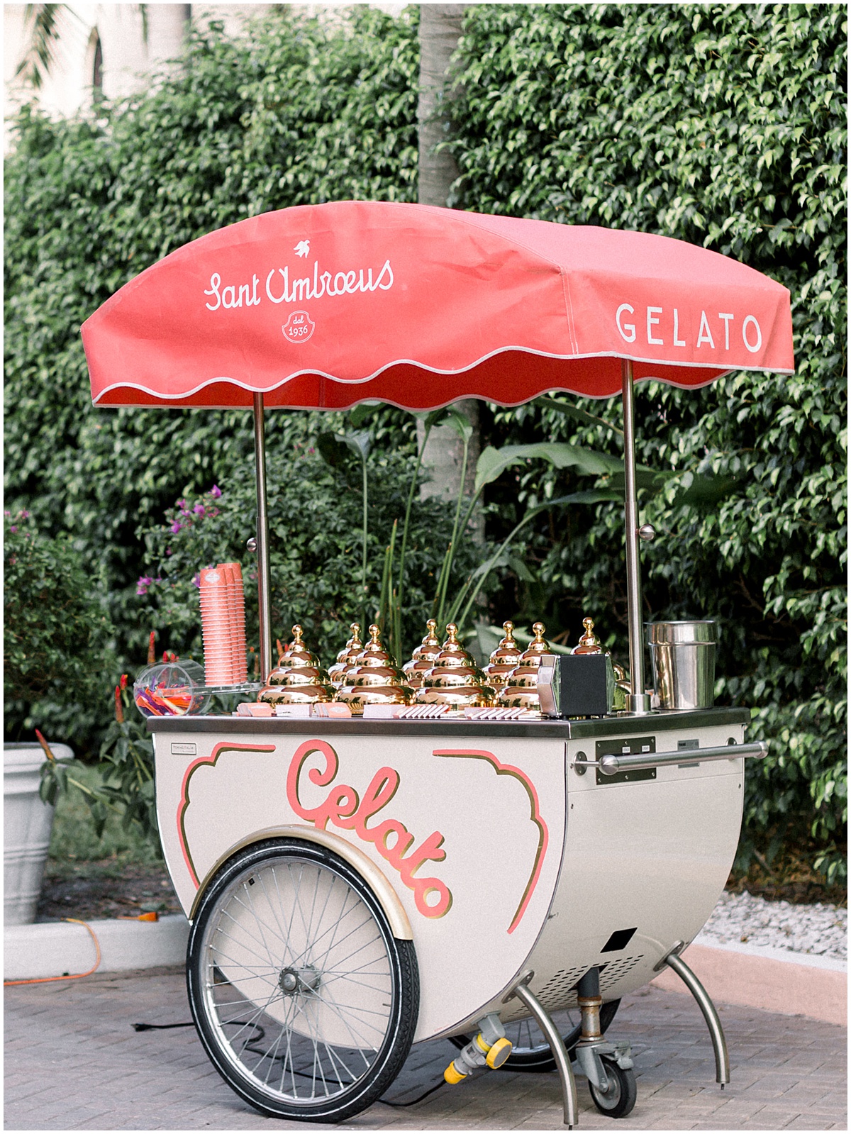 Gelato cart at a wedding reception at The Colony Hotel in Palm Beach