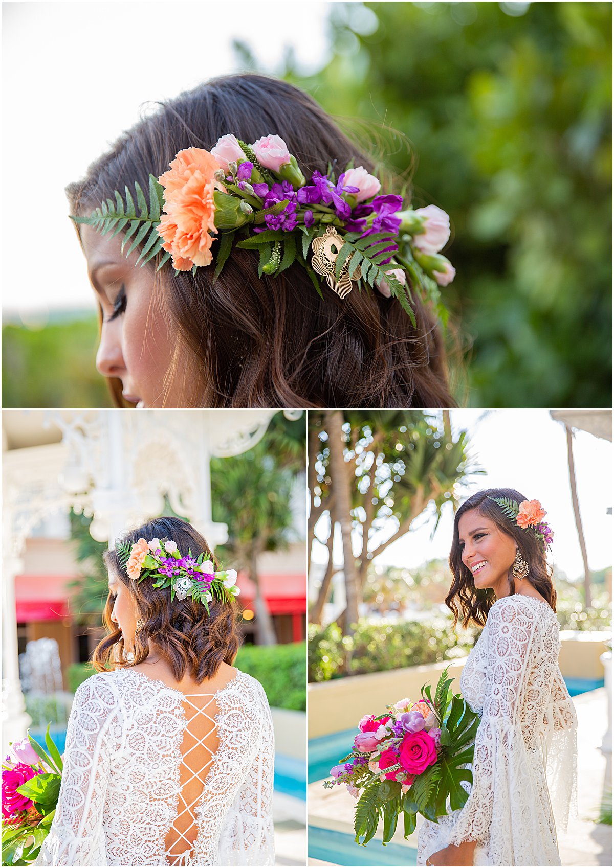 Tropical Chic Wedding Bridal Flower Crown | Marriott Singer Island | Palm Beach, FL | Married in Palm Beach | www.marriedinpalmbeach.com | Krystal Zaskey Photography
