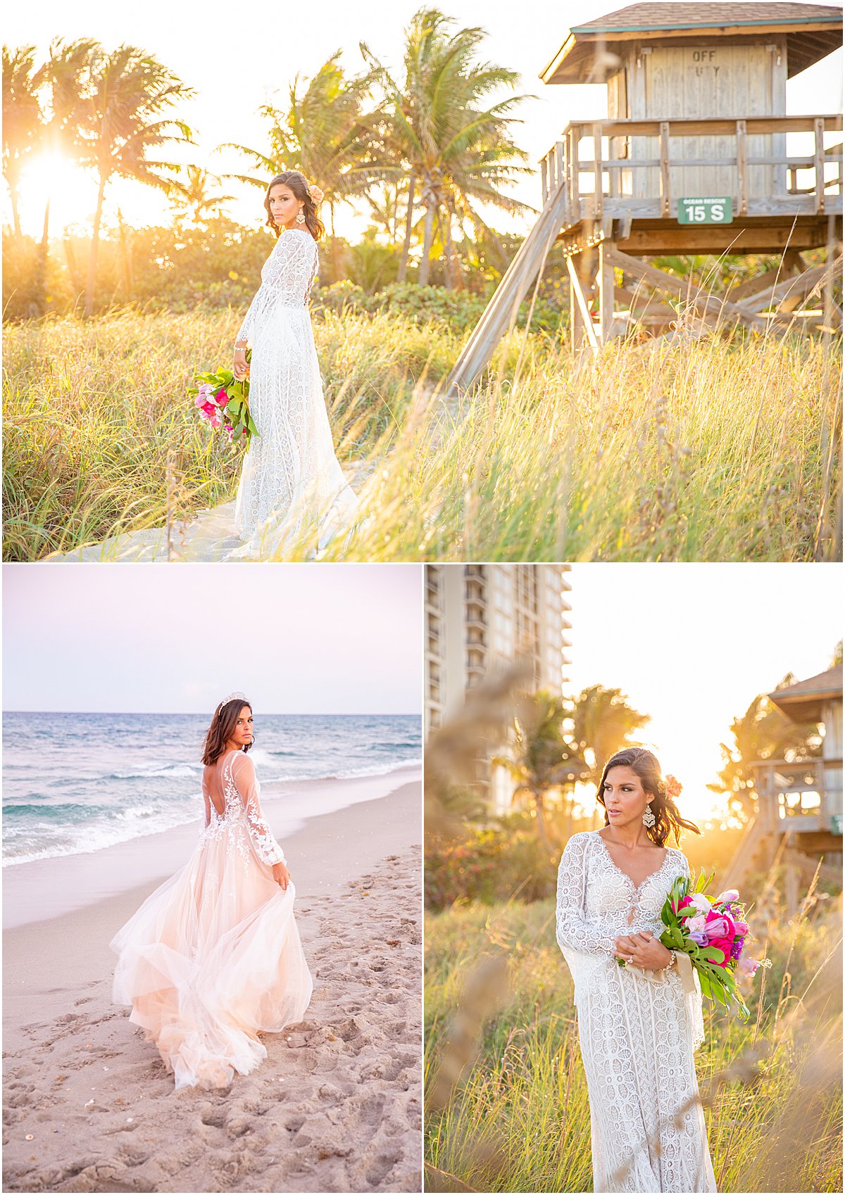 Tropical Chic Wedding Sunset Photos | Marriott Singer Island | Palm Beach, FL | Married in Palm Beach | www.marriedinpalmbeach.com | Krystal Zaskey Photography