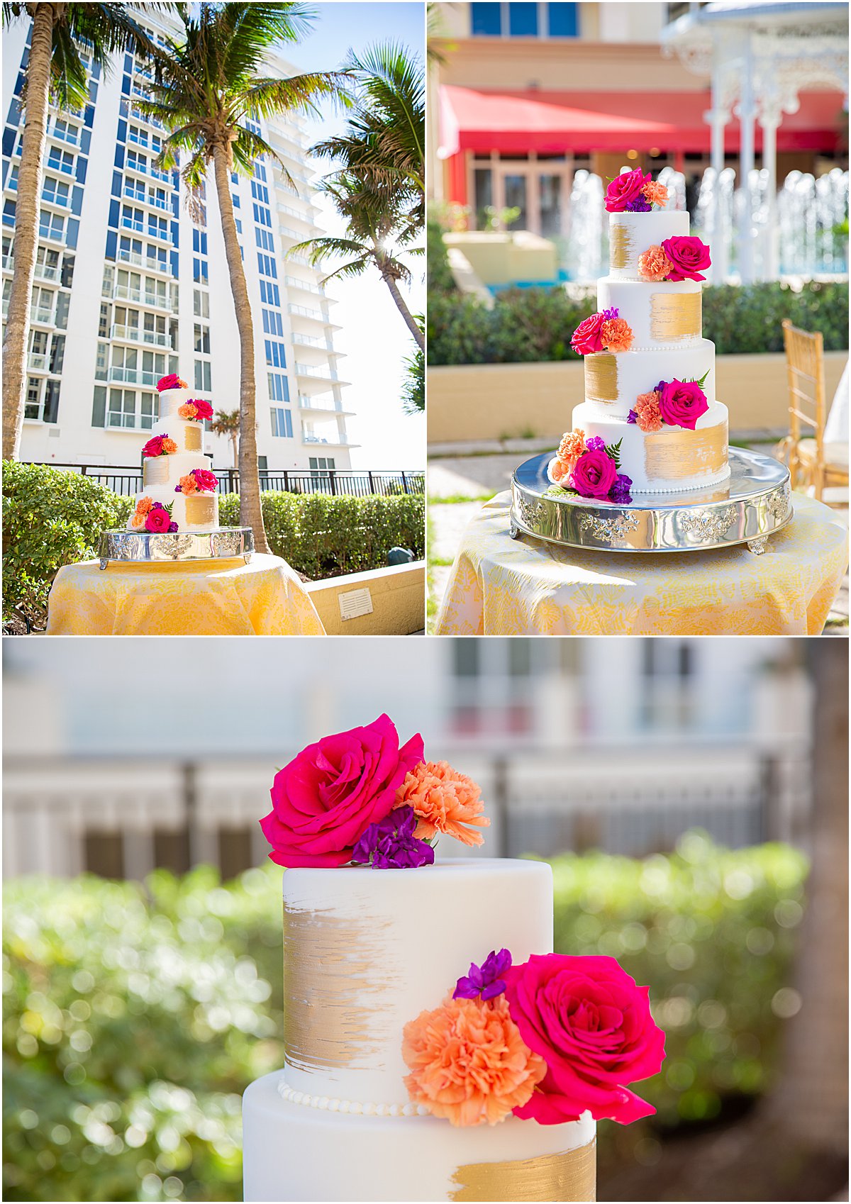 Tropical Chic Wedding Cake | Marriott Singer Island | Palm Beach, FL | Married in Palm Beach | www.marriedinpalmbeach.com | Krystal Zaskey Photography
