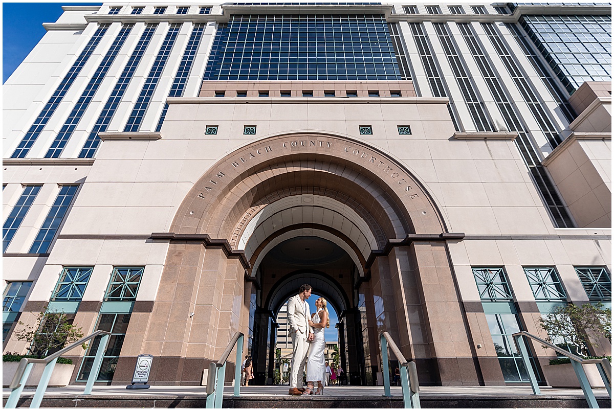 Couple outside the Palm Beach County Courthouse after getting married