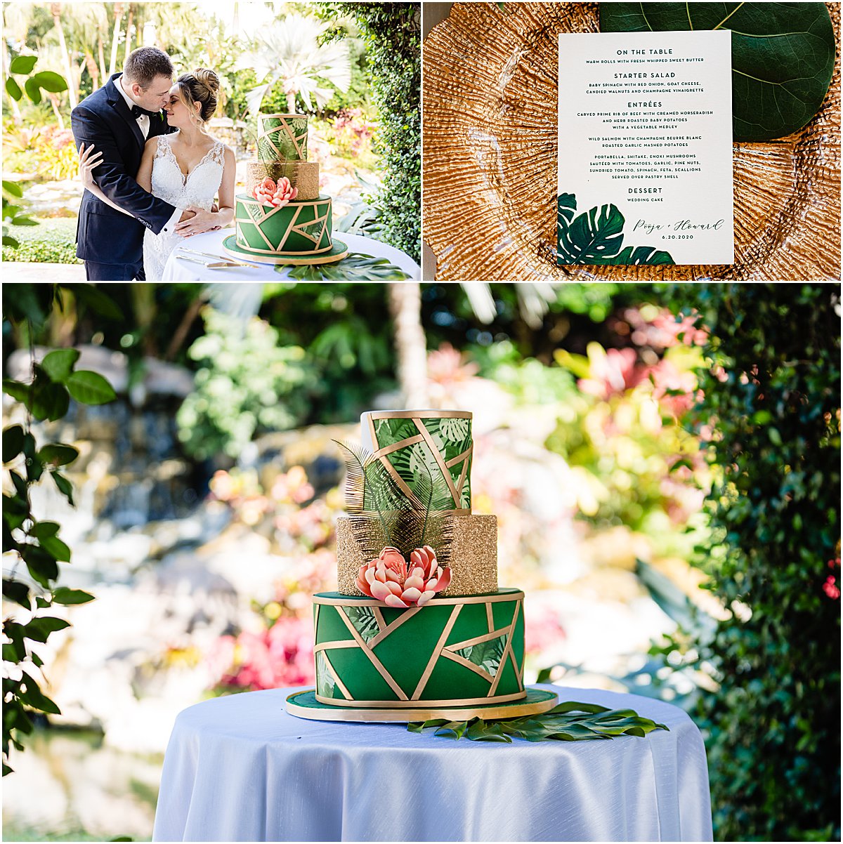 Elegant Tropical Wedding Cake | Deer Creek Country Club | Boca Raton FL | Married in Palm Beach | www.marriedinpalmbeach.com | Organic Moments Photography