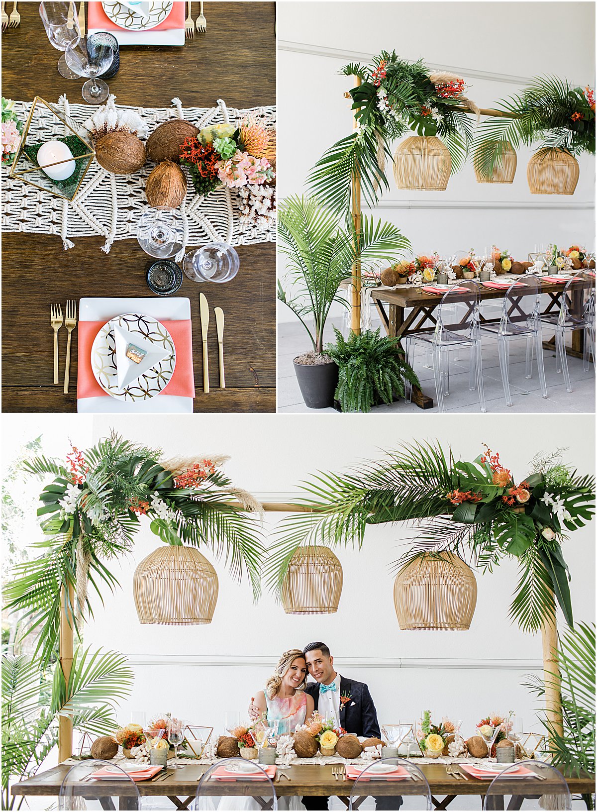 Boho Tropical Wedding Tablescape | Norton Museum of Art | Palm Beach, FL | Married in Palm Beach | www.marriedinpalmbeach.com | Blink & Co Photography